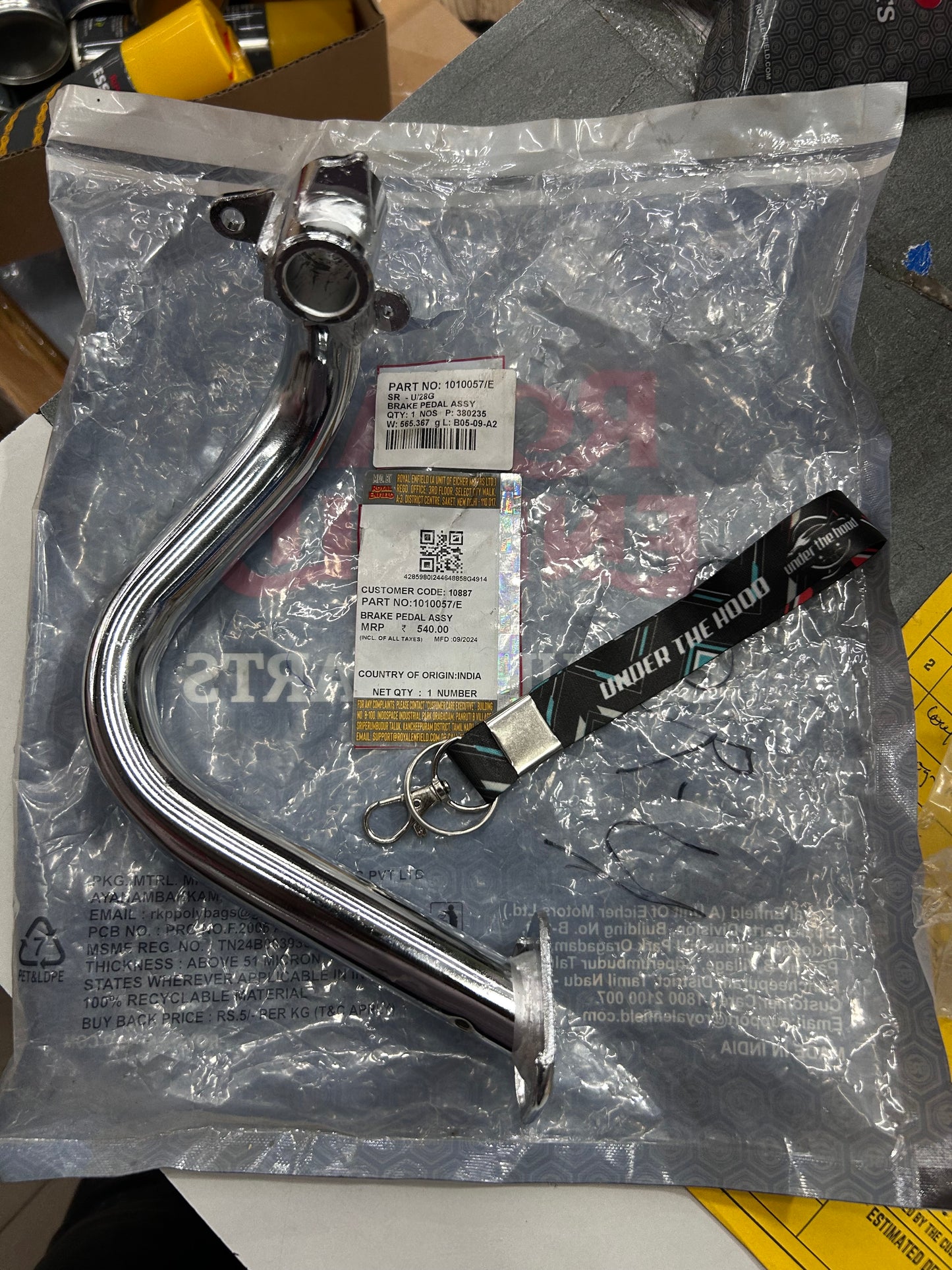 Brake Pedal Assembly – 1010057/E | Genuine Royal Enfield OEM – Fits Classic 350/500 UCE (Rear Disc Models, BS3/BS4)
