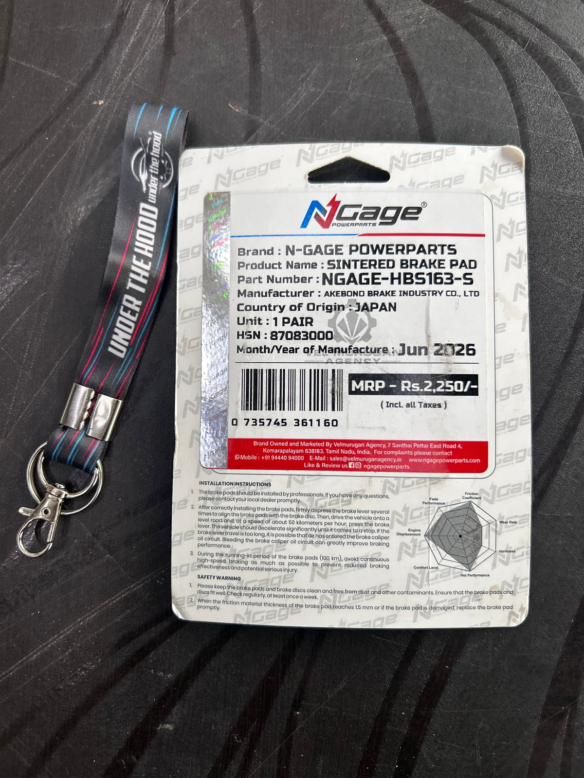 NGage HBS 163 Sintered Rear Brake Pads – Interceptor/GT 650, Himalayan 450, Guerrilla 450, Meteor/Hunter 350, KTM Duke/RC, Triumph 400 & More