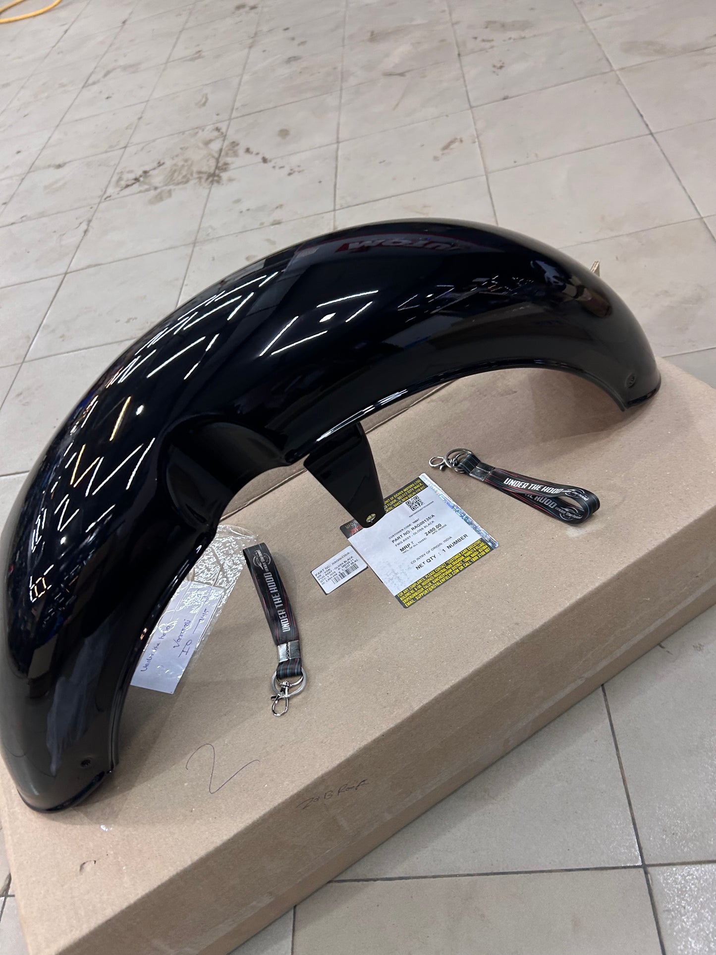Genuine Royal Enfield RAG00135/A Front Mudguard Assembly – Gloss Black – Classic 350 Reborn (J-Serie