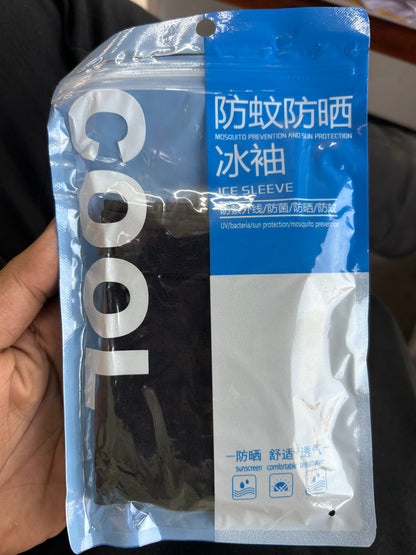 Rider Ice Sleeves – UV & Mosquito Protection Arm Covers for Bikers (Black, Free Size)