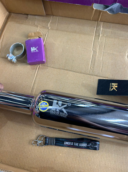 HK Indori “Without Plate” Chrome Exhaust Silencer for Royal Enfield UCE (Classic 350 / Bullet-Standard 350 / Electra 350) – Aftermarket