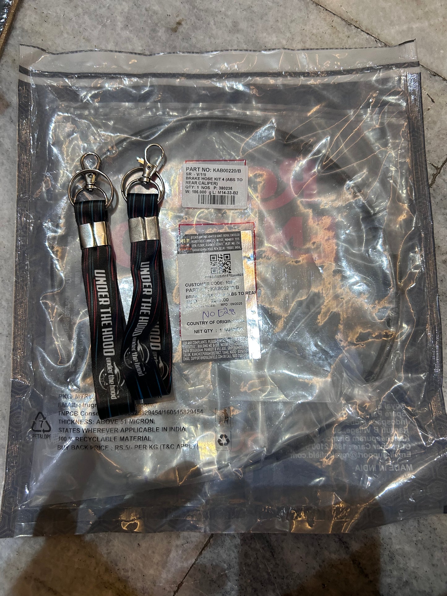 Royal Enfield KAB00220/B – Brake Hose Kit 4 (ABS to Rear Caliper) for Classic 350 Reborn (J-Series), Meteor 350 & New Bullet 350