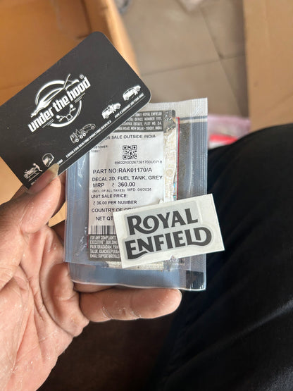 Royal Enfield 2D Fuel Tank Decal Grey for Hunter 350 Rebel Black – RAK01170/A