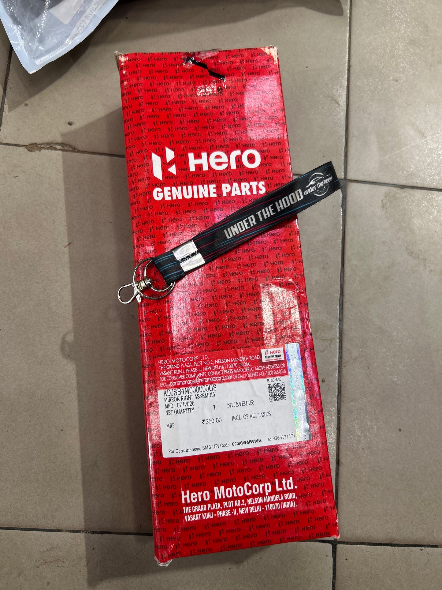 Hero Xtreme 125 XTEC2 Right Rear View Mirror Assembly | ADJSB4M000000GS