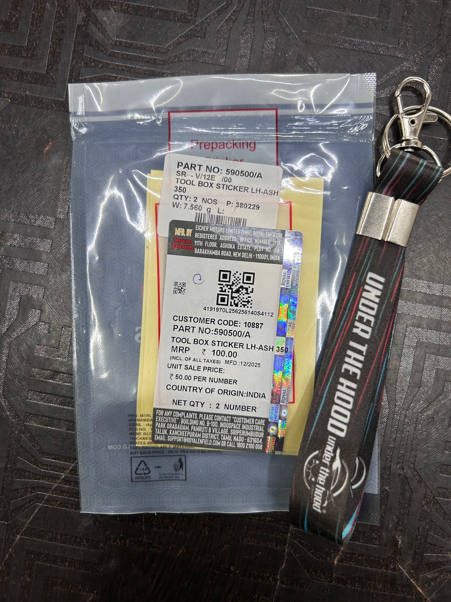 590500/A Royal Enfield – Tool Box Sticker LH (Ash 350) for Classic 350 UCE (Left Side) | Genuine OEM