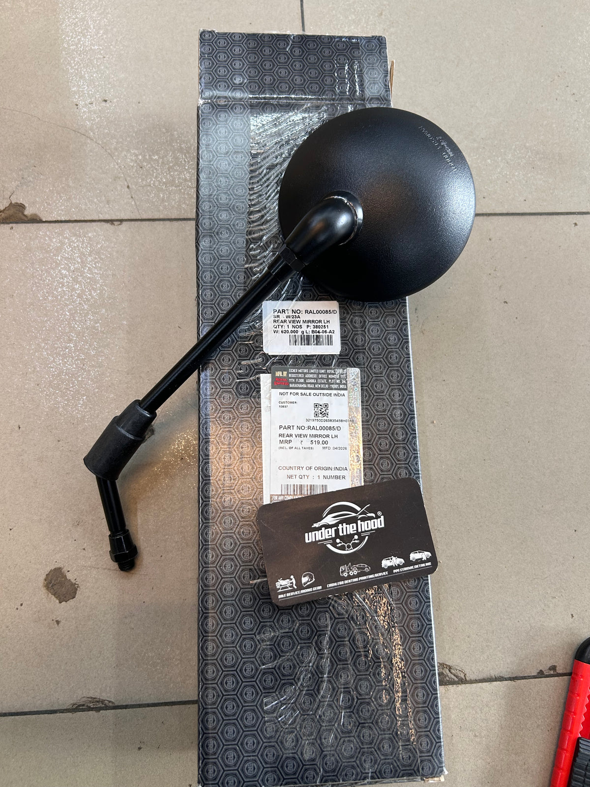 Royal Enfield Classic 350 Reborn / Classic 500 Matte Black LH Rear View Mirror RAL00085/D