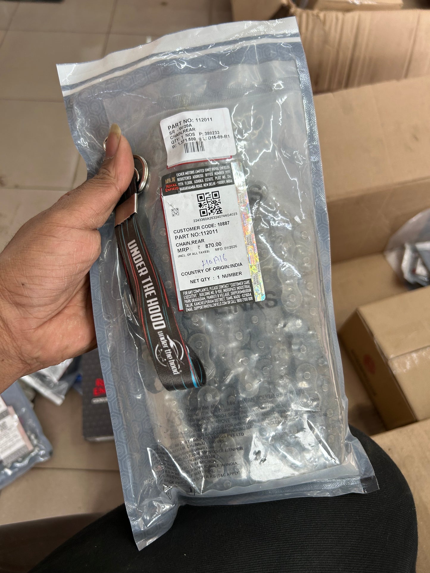 Royal Enfield Rear Drive Chain (94 Pitch / 94 Link) for Bullet 350 4-Speed & Electra 4S (Kick Start) | 112011