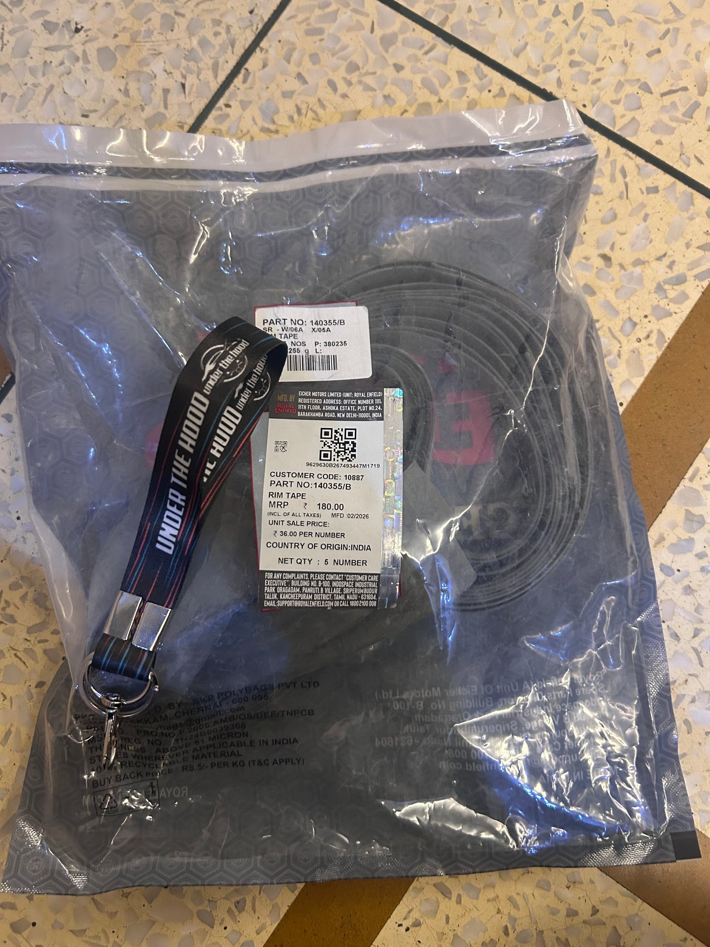 Royal Enfield Genuine Rim Tape 18 Inch (Rear Spoke Wheel Rim Strip) – 140355/B