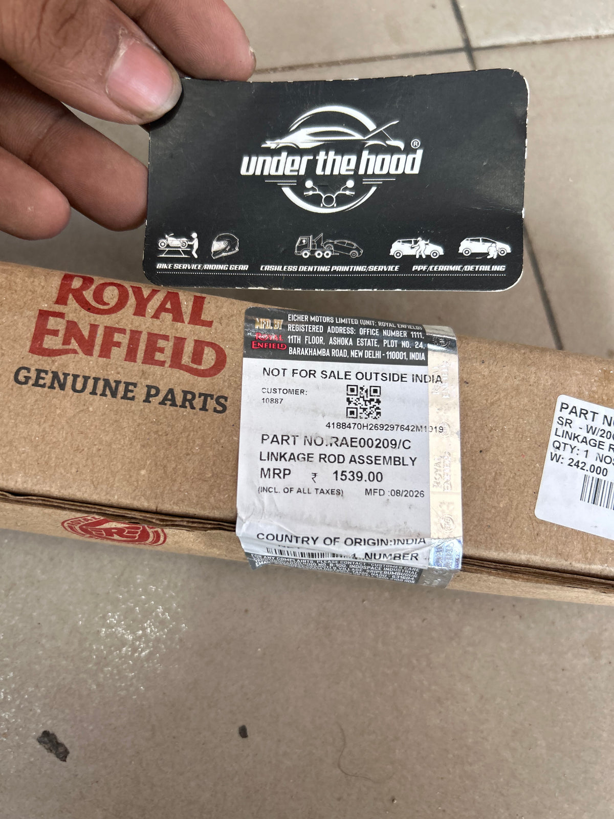 Royal Enfield RAE00209/C Gear Shift Linkage Rod Assembly for Super Meteor 650 | Genuine OEM