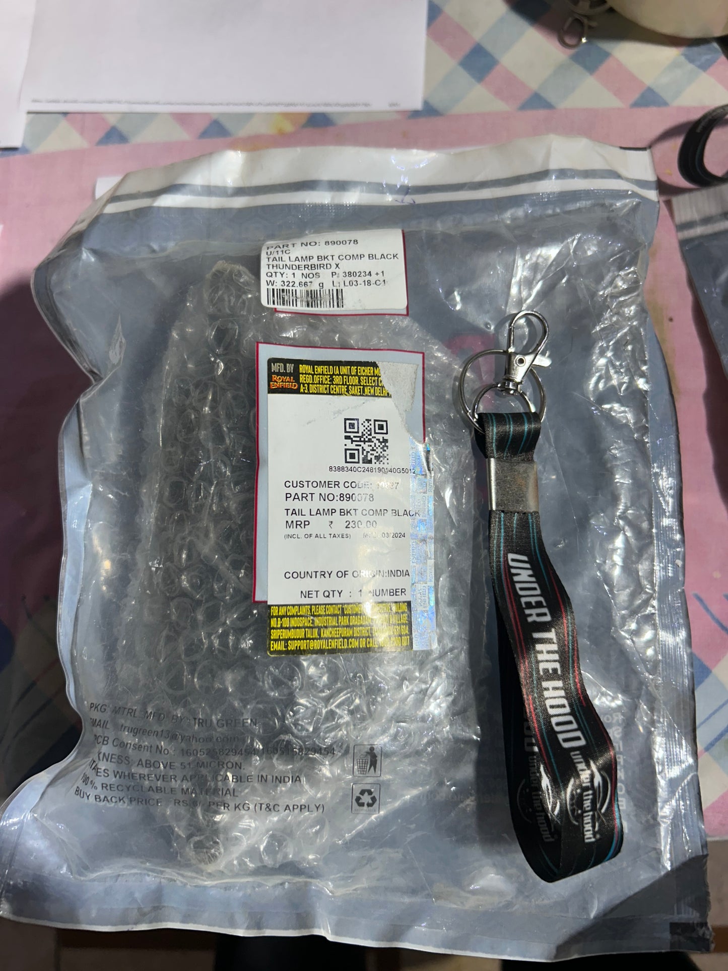 890078 – Tail Lamp Bracket Assy, Matt-Texture Black for Royal Enfield Thunderbird X 350 & Thunderbird X 500 (BS4/ABS) – Genuine OEM