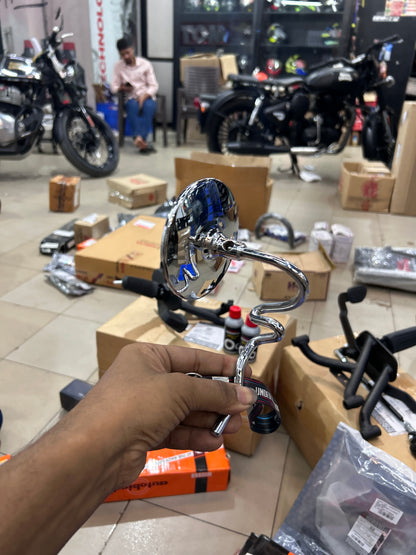 Royal Enfield Jalebi Mirror / Multi-Bend Chrome Rear View Mirror – Autobird 121MB | LH, RH or Pair