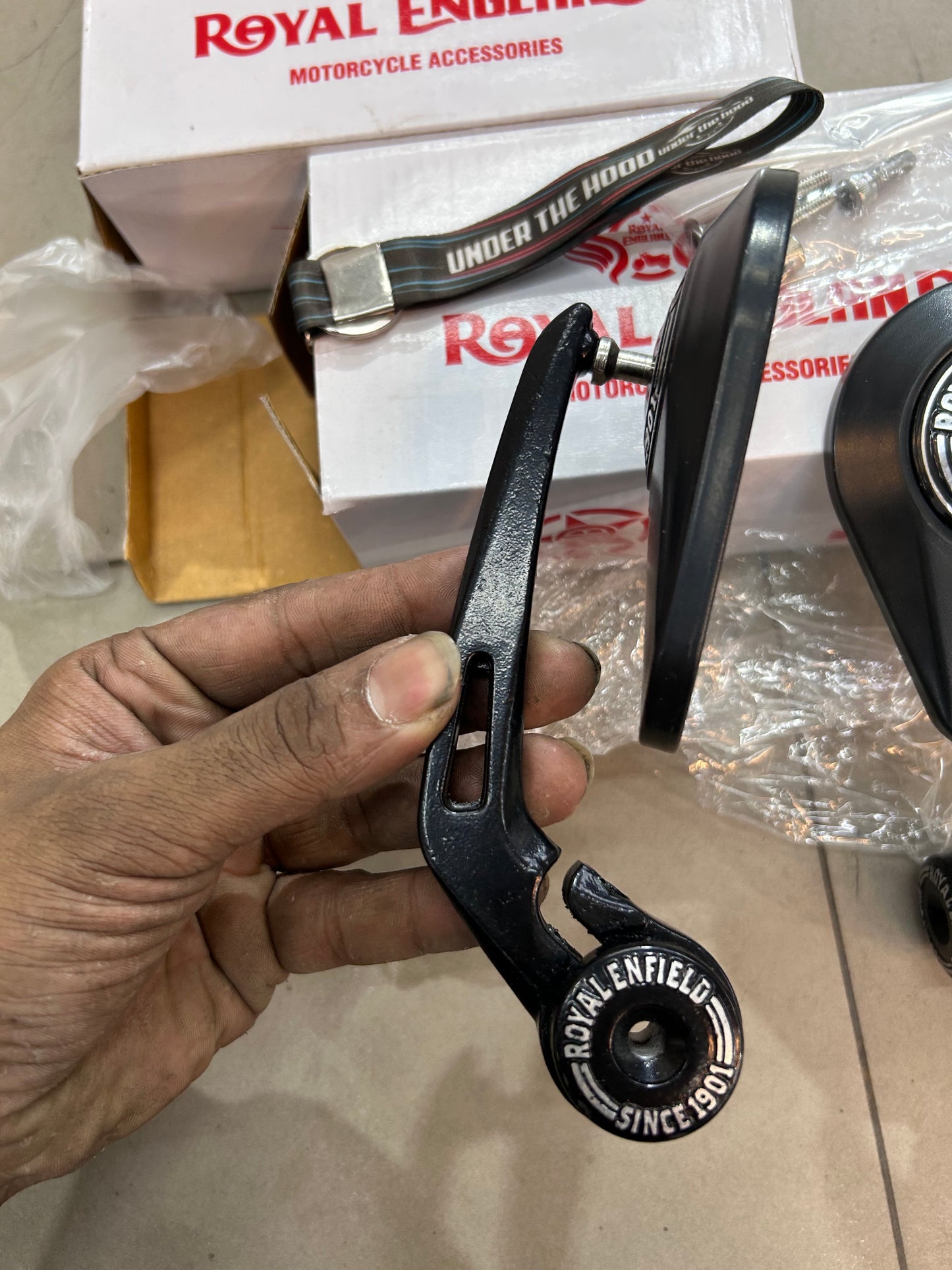 Royal Enfield Touring Style Mirrors (GMA Style Replica) – Triangular Black Mirror Pair for Classic, Bullet, Meteor, Hunter, Himalayan, Interceptor & GT 650