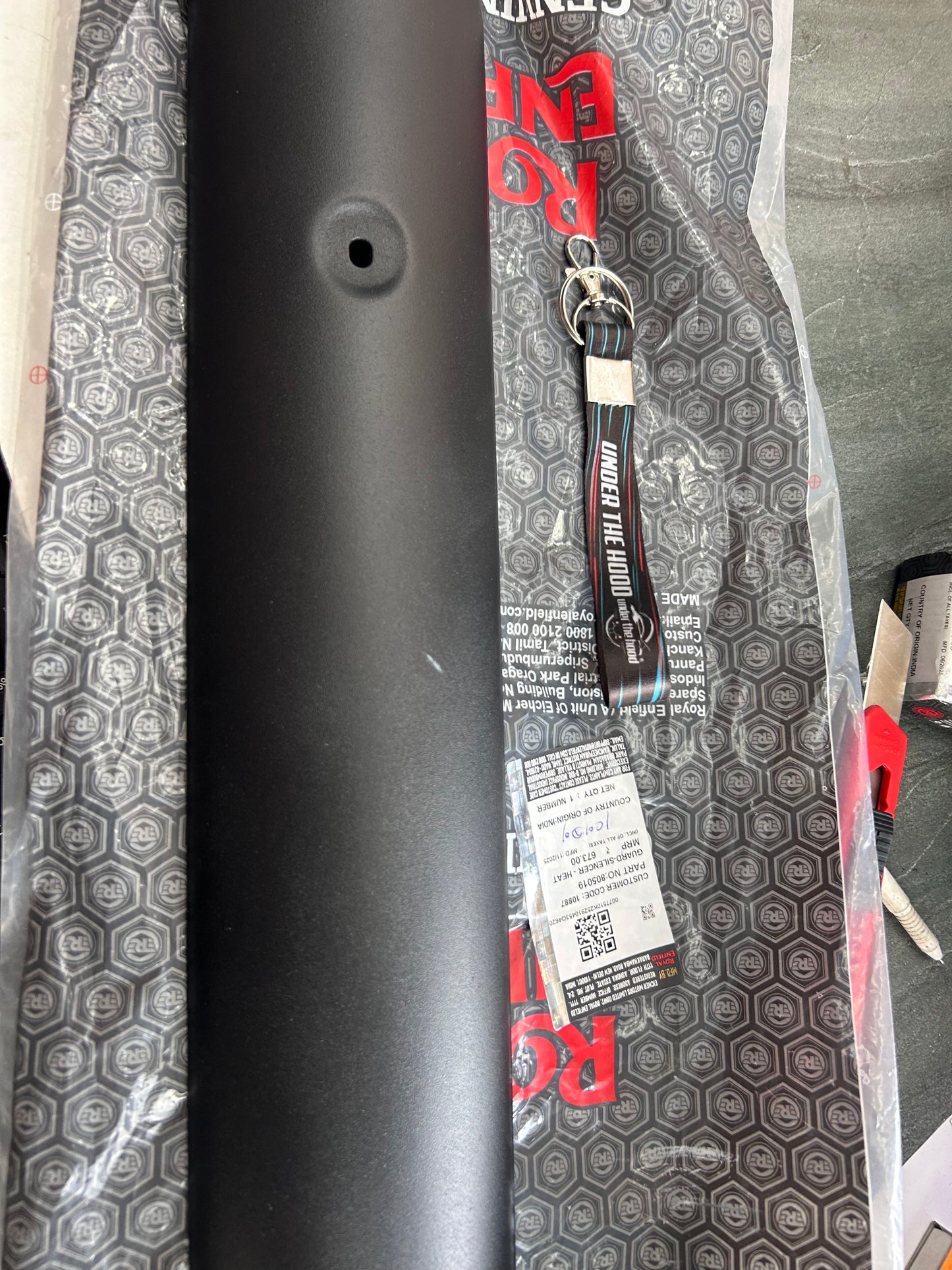 Royal Enfield 805019 Silencer Guard – Heat Resistant Black  Thunderbird X 350 / 500 BS4 – Genuine OEM Exhaust Shield