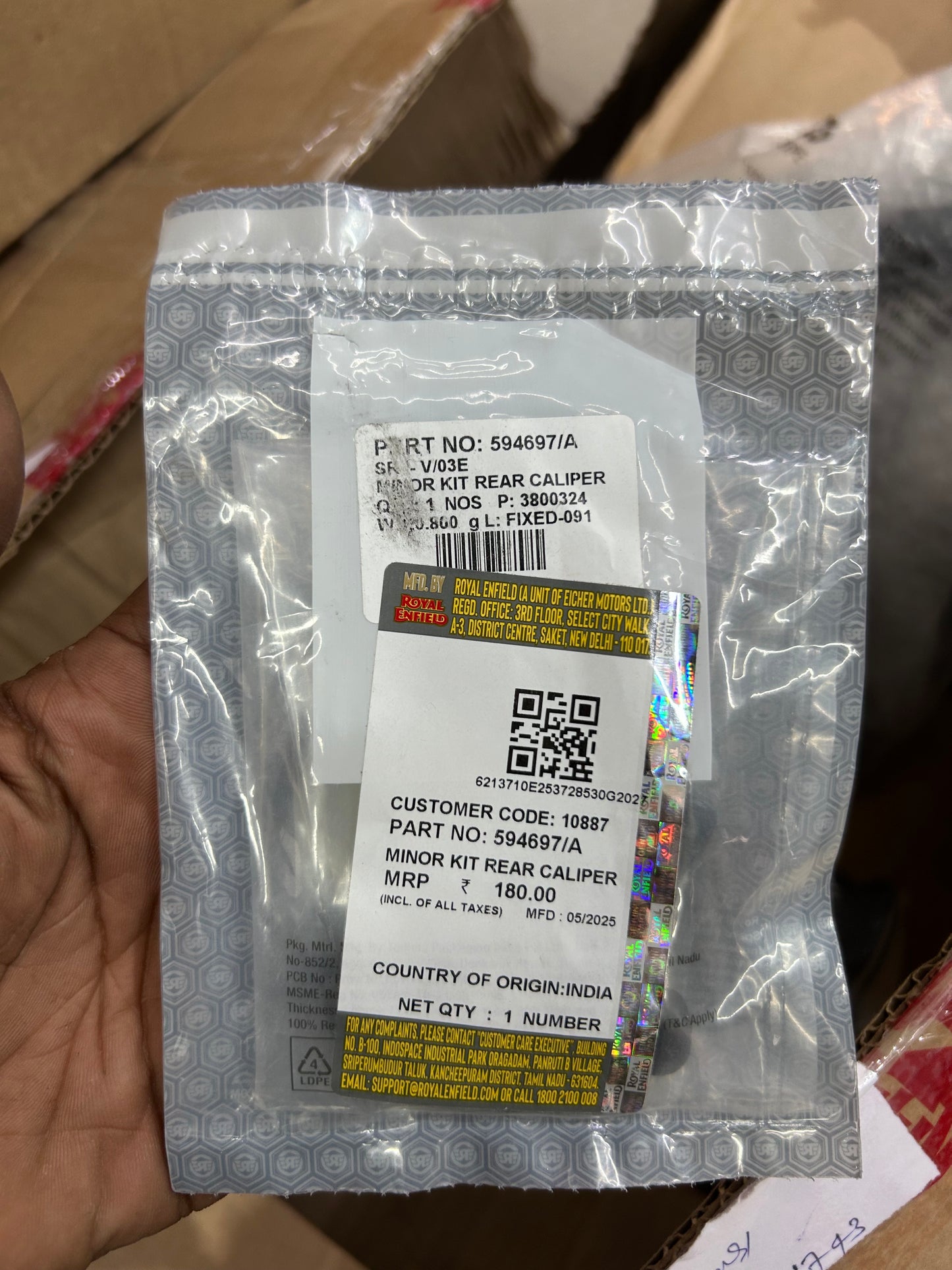 Royal Enfield 594697/A Rear Caliper Minor Service Kit – ByBre Seal Kit for Interceptor 650 & GT 650