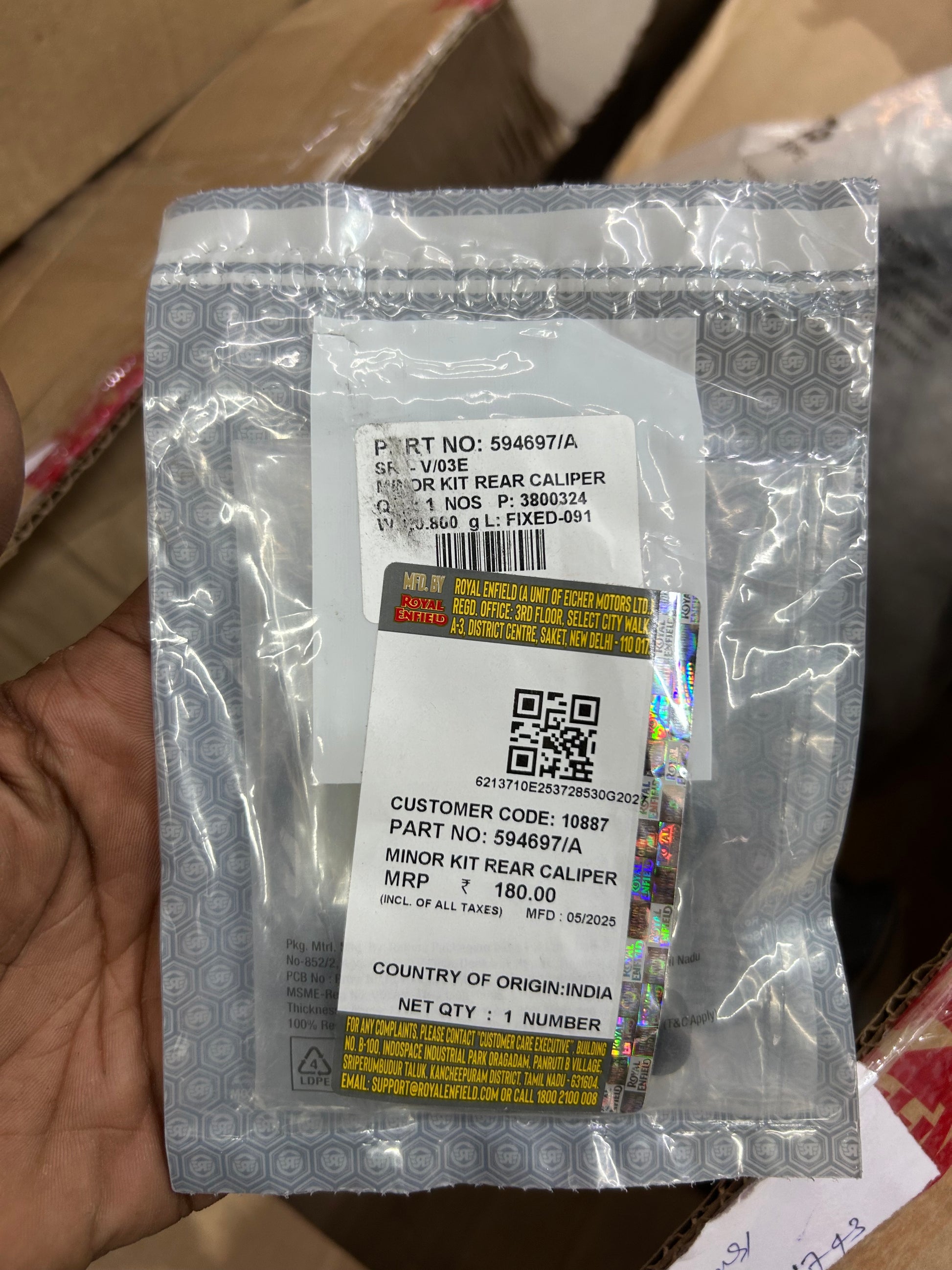 Royal Enfield 594697/A Rear Caliper Minor Service Kit – ByBre Seal Kit for Interceptor 650 & GT 650