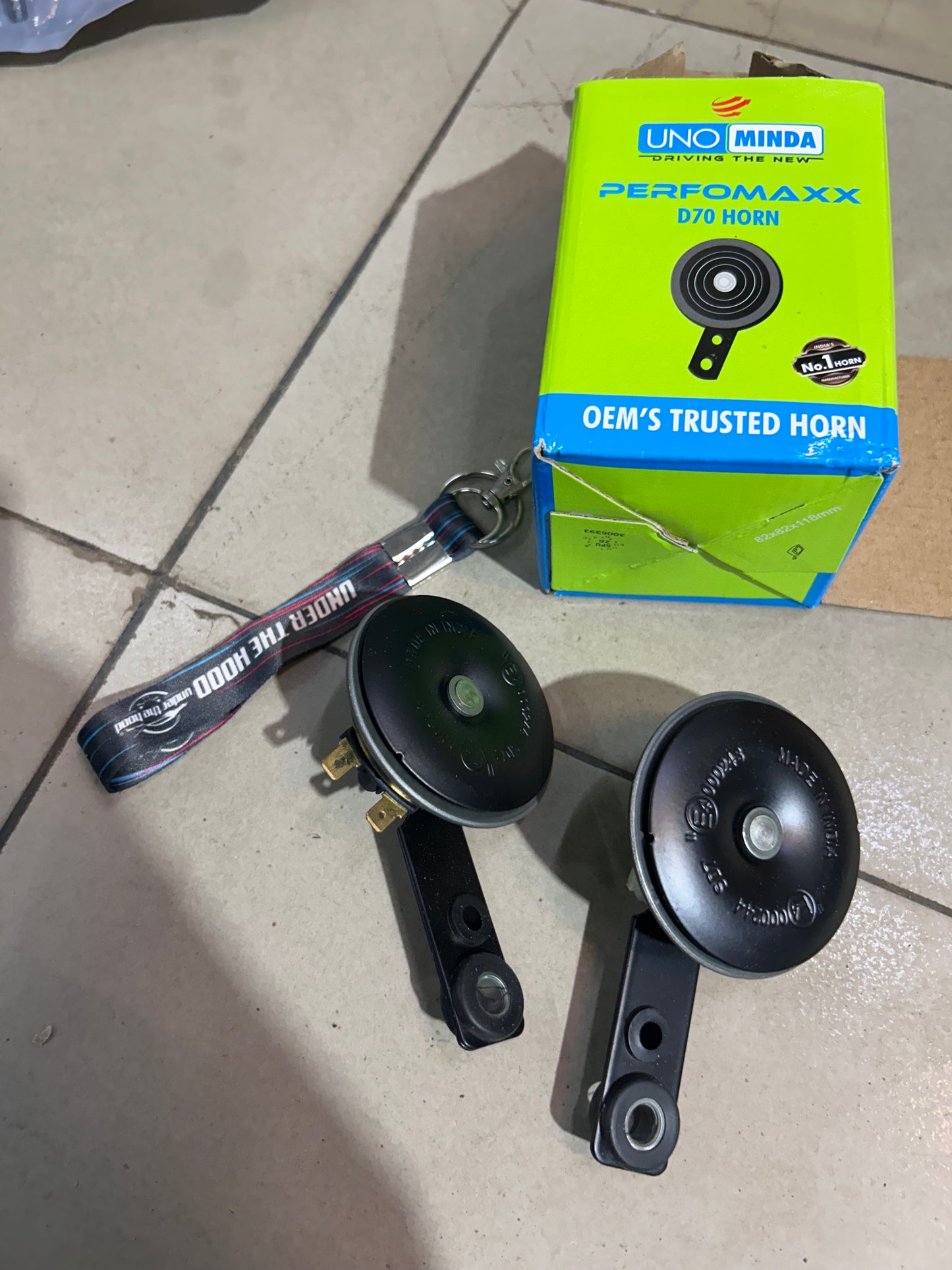UNO Minda D815319 Performaxx D70/K70 Dual Horn Set for Bajaj Pulsar – 12V 70mm High + Low Tone, Pair of 2