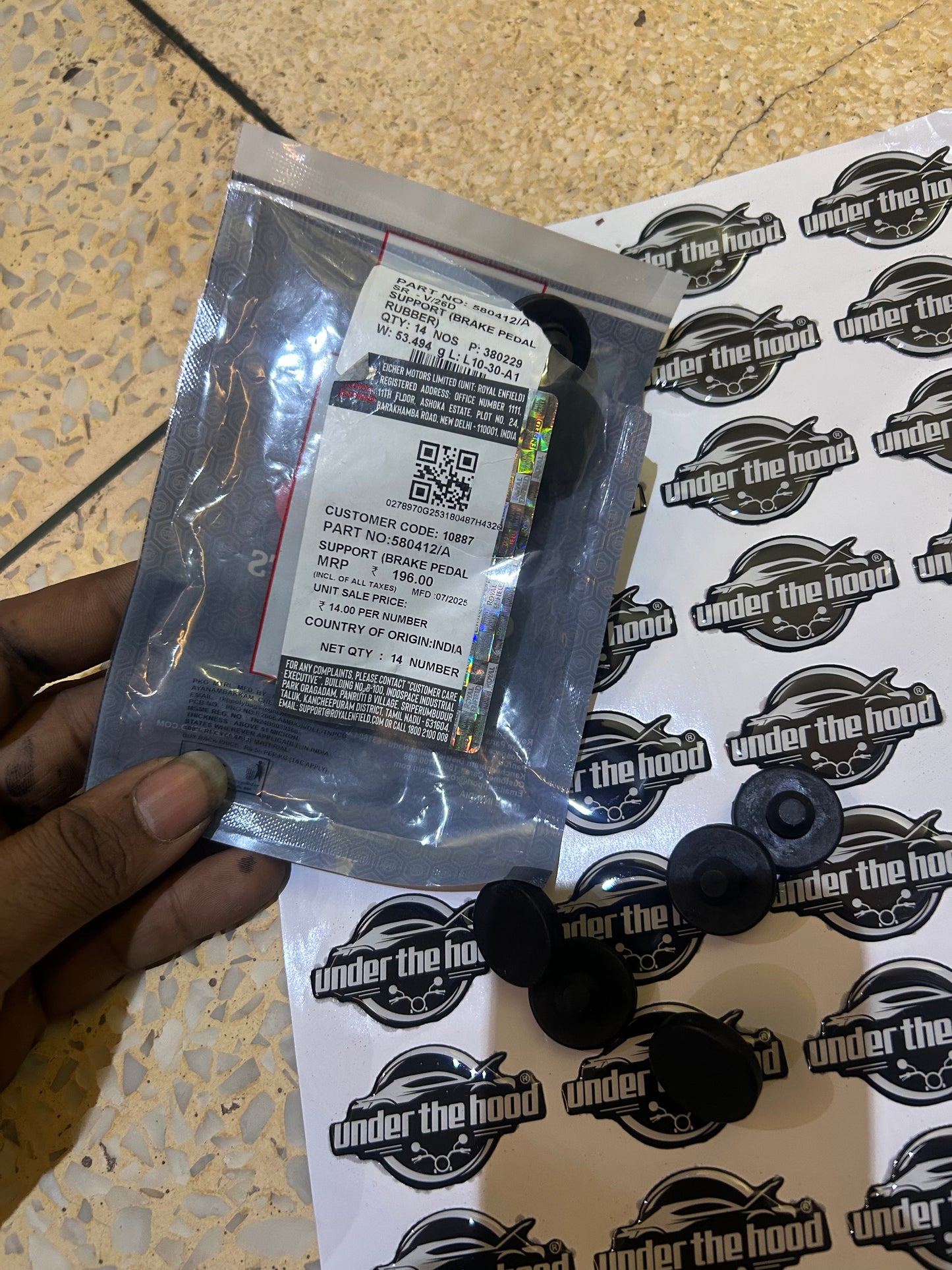 Royal Enfield 580412/A Brake Pedal Rubber Support – OEM Rubber Pad for Rear Brake Pedal (UCE Models Only)