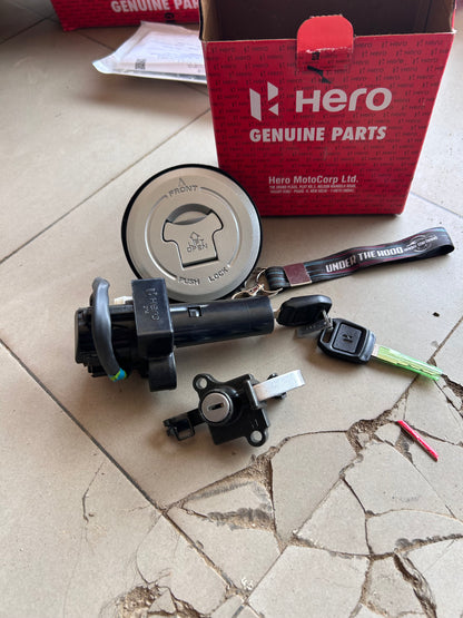 Hero Genuine Ignition Switch Lock Set for Glamour | Key Set / Main Lock Assembly with 2 Keys | 35010AANH20S