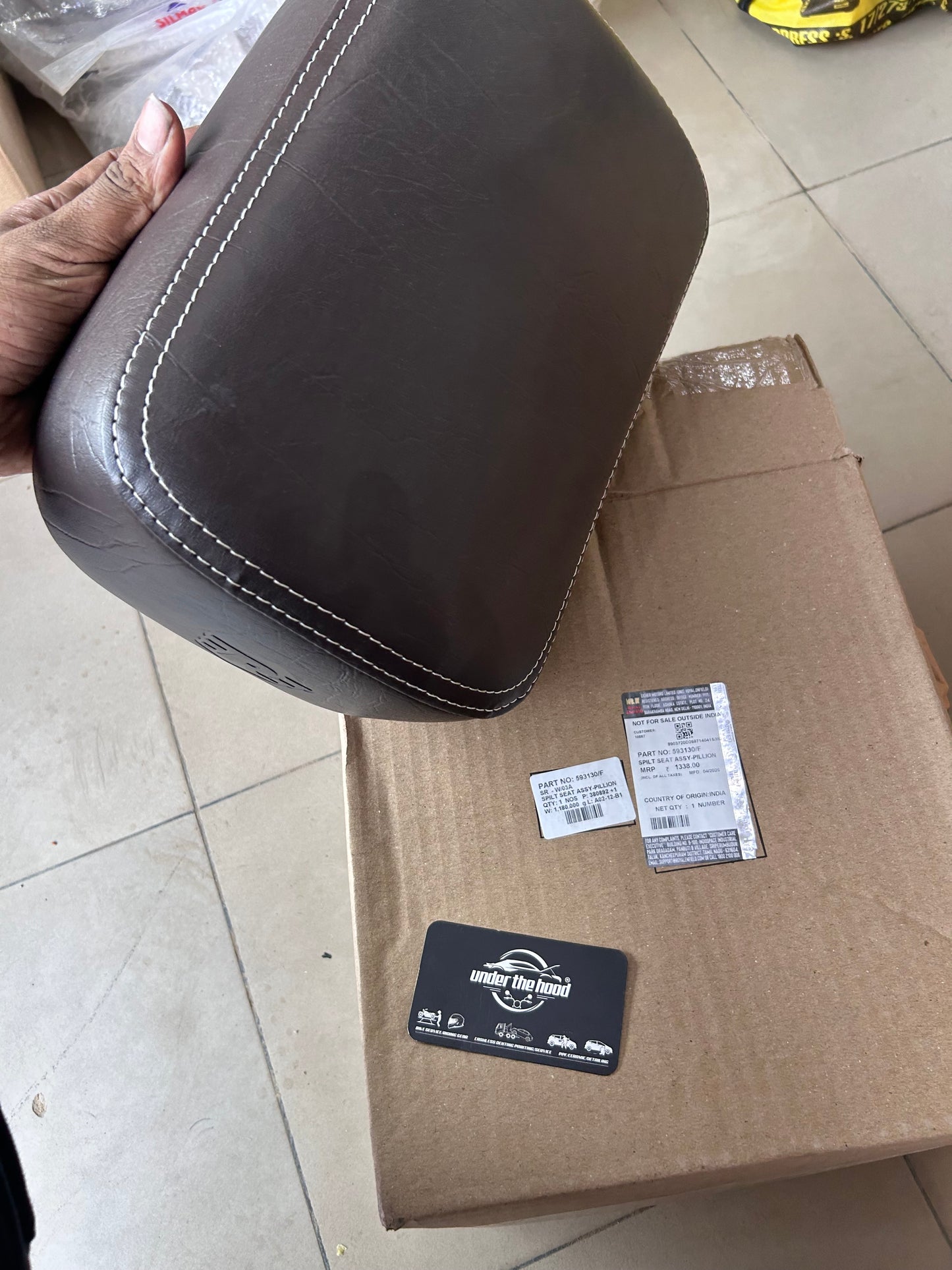 Royal Enfield Classic 350 / Classic 500 UCE Pillion Split Seat Brown – Genuine OEM Rear Seat 593130/F