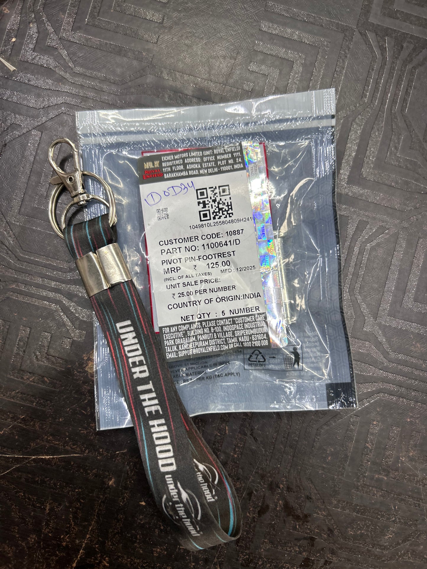 Royal Enfield 1100641/D Footrest Pivot Pin – All Models (Except UCE)