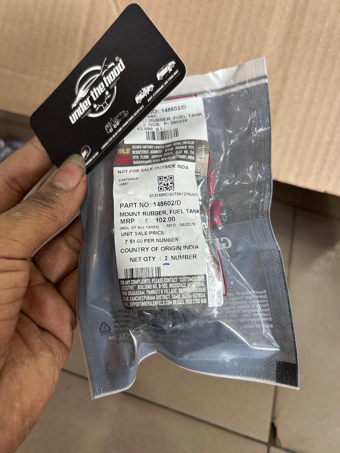 Royal Enfield Fuel Tank Mount Rubber for Interceptor 650 & Continental GT 650 – 148602/D