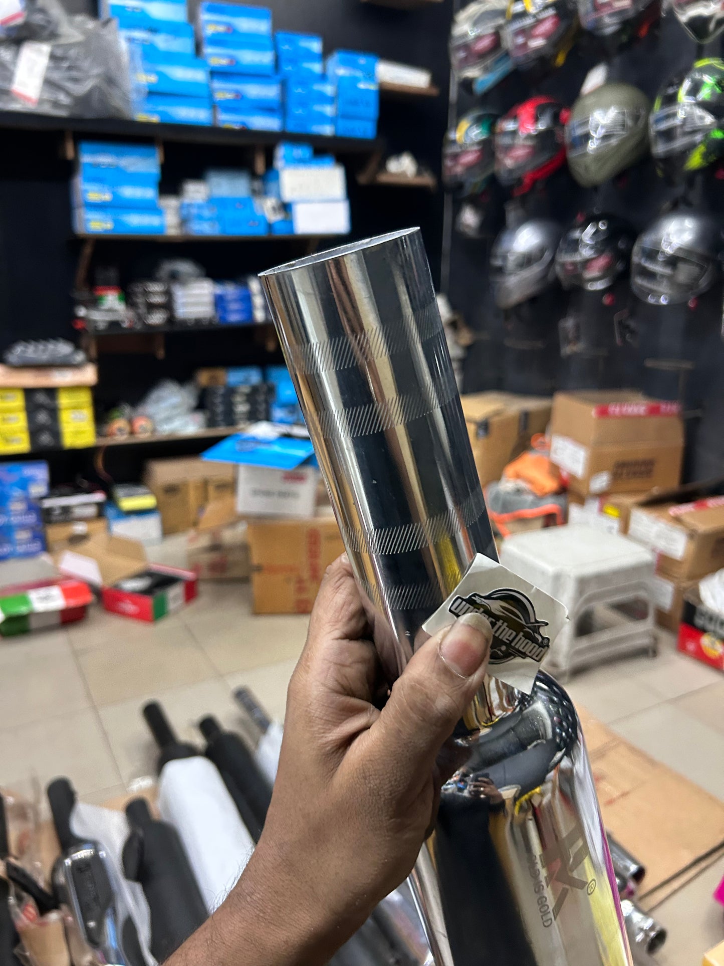 HK Mini/Short Punjab Silencer (Big Mouth, Chrome) for Royal Enfield Classic 350 Reborn (J-Series) & New Bullet 350 2023+ (Battalion Black) – HK