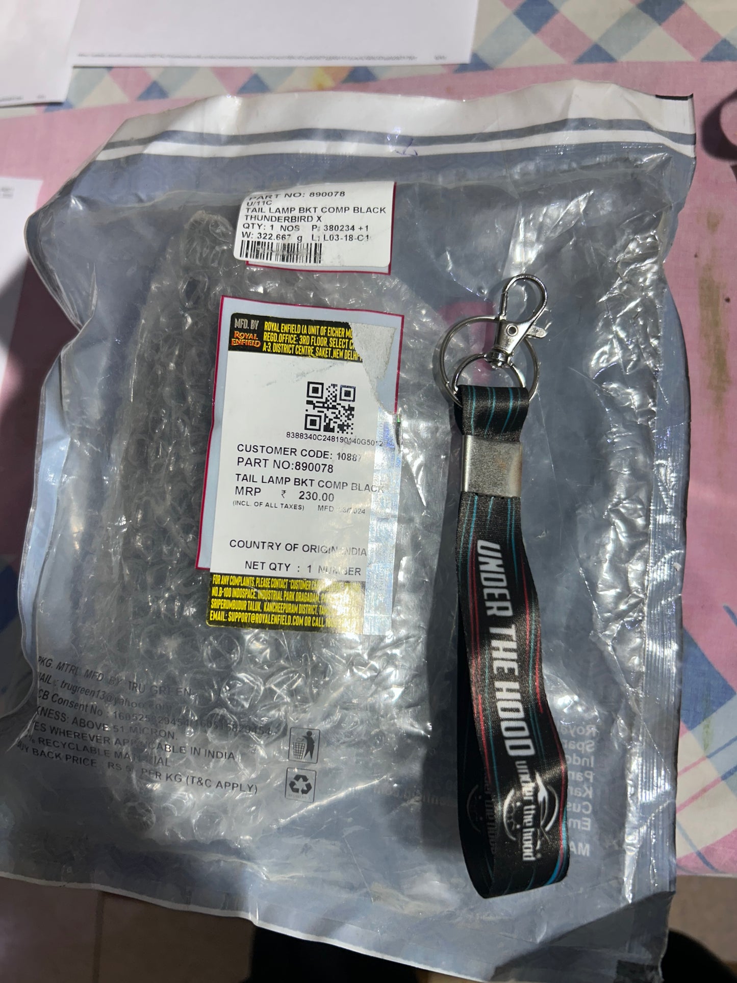 890078 – Tail Lamp Bracket Assy, Matt-Texture Black for Royal Enfield Thunderbird X 350 & Thunderbird X 500 (BS4/ABS) – Genuine OEM