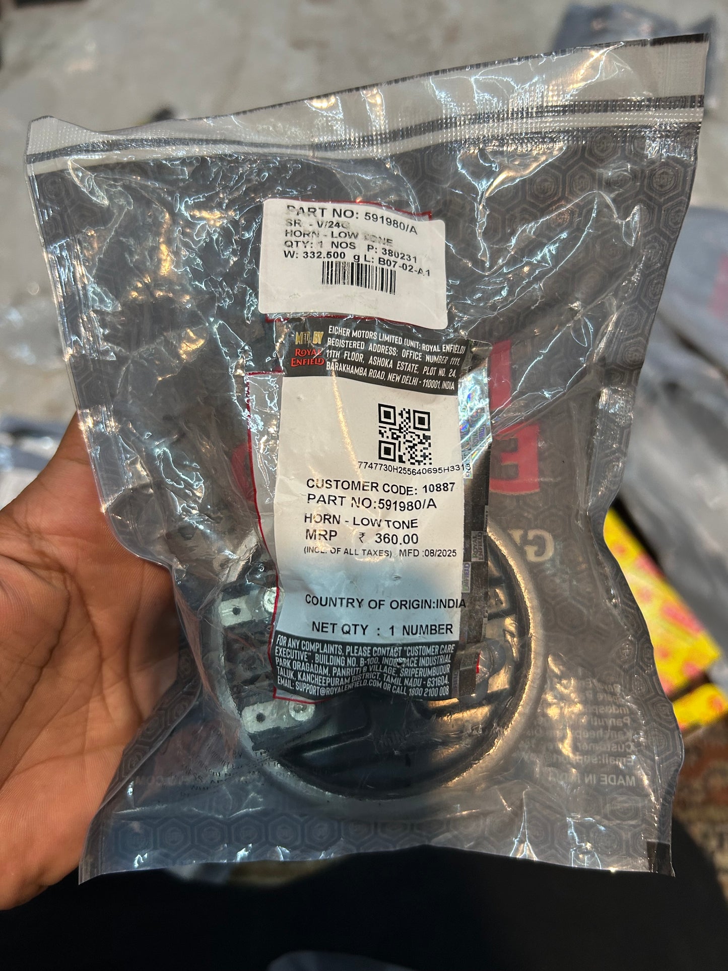 Royal Enfield 591980/A Horn – Low Tone OEM Horn for Classic 350, Bullet 500, Thunderbird 350/500 & Continental GT