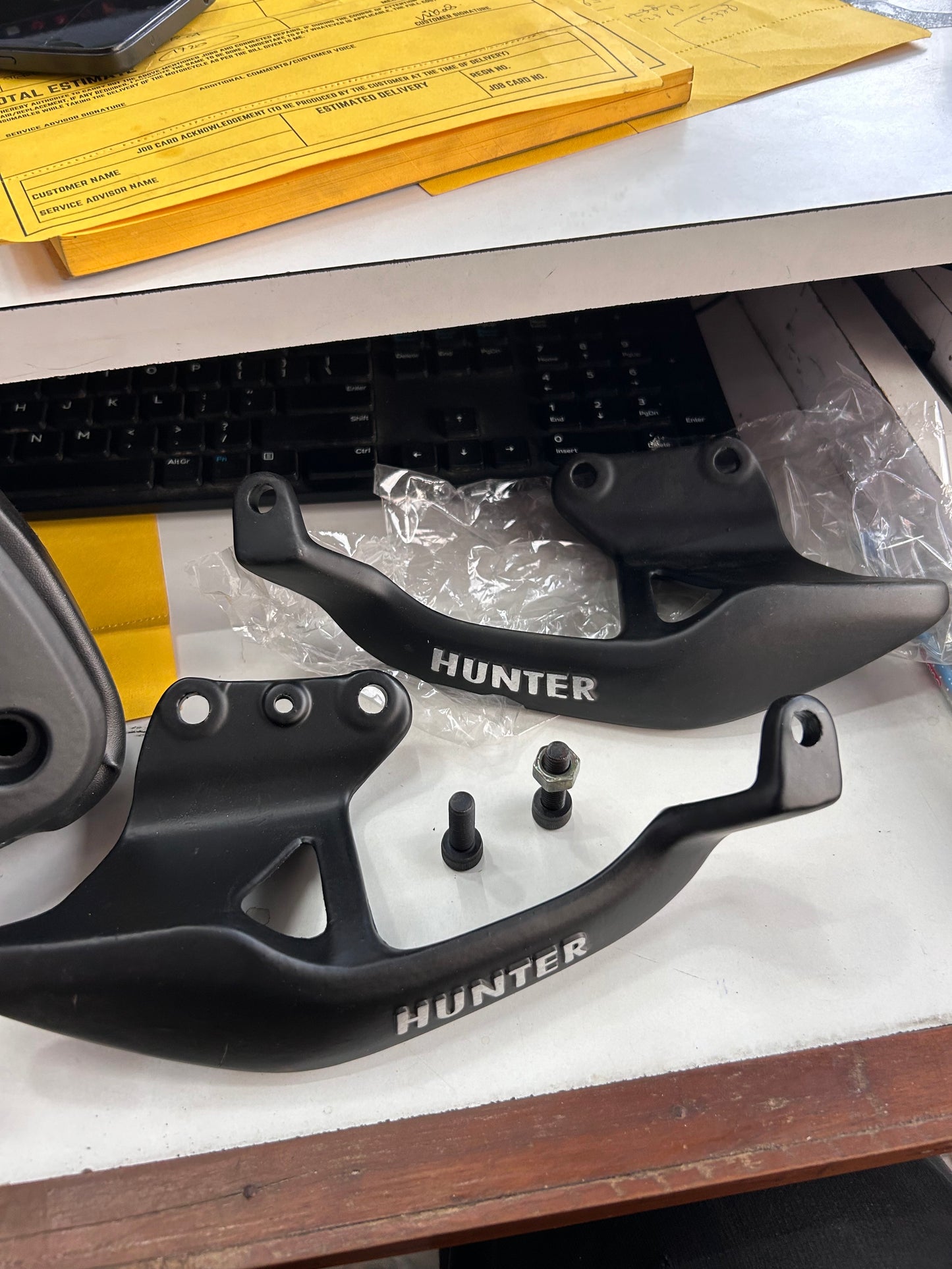 Hunter 350 Backrest with Black Cushion for Hunter 350 Bike Heavy Pillion Back Aluminium Support(Black Pack of 1)