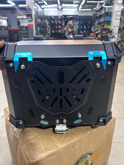 BS Auto 45L Aluminium Top Box – Black & Silver | Waterproof, Secure, Touring Luggage Case