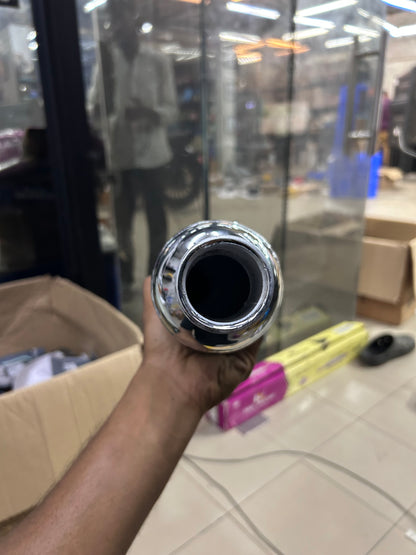 HKK Indore Stock-Style Replica Silent Silencer – Royal Enfield Classic 350 Reborn J-Series | Chrome / Black