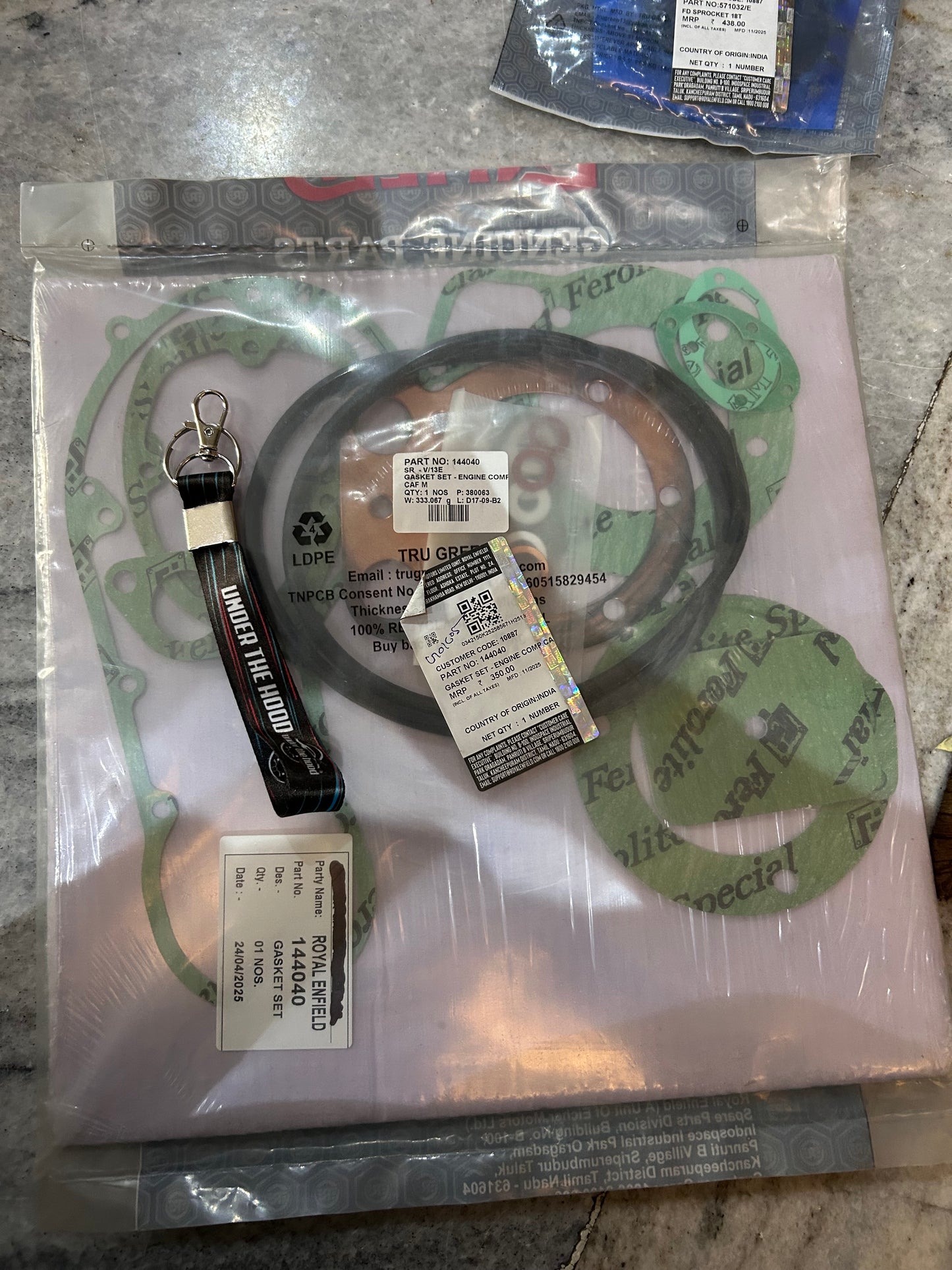 Royal Enfield 144040 Complete Engine Gasket Set (CAF) – Bullet 350 / Bullet 500 / Electra 4S–5S / Lightning CI Engines