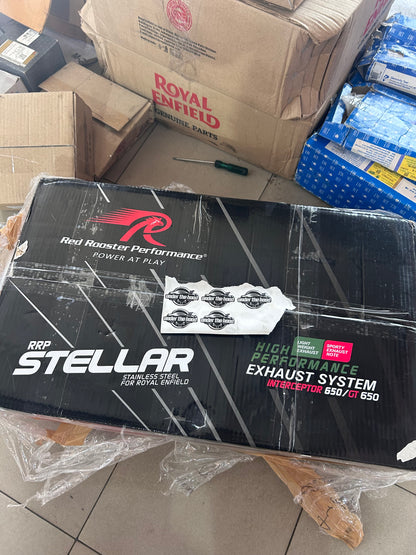 Royal Enfield Interceptor / Continental GT 650 Red Rooster Performance Exhaust – Black Matte Stellar