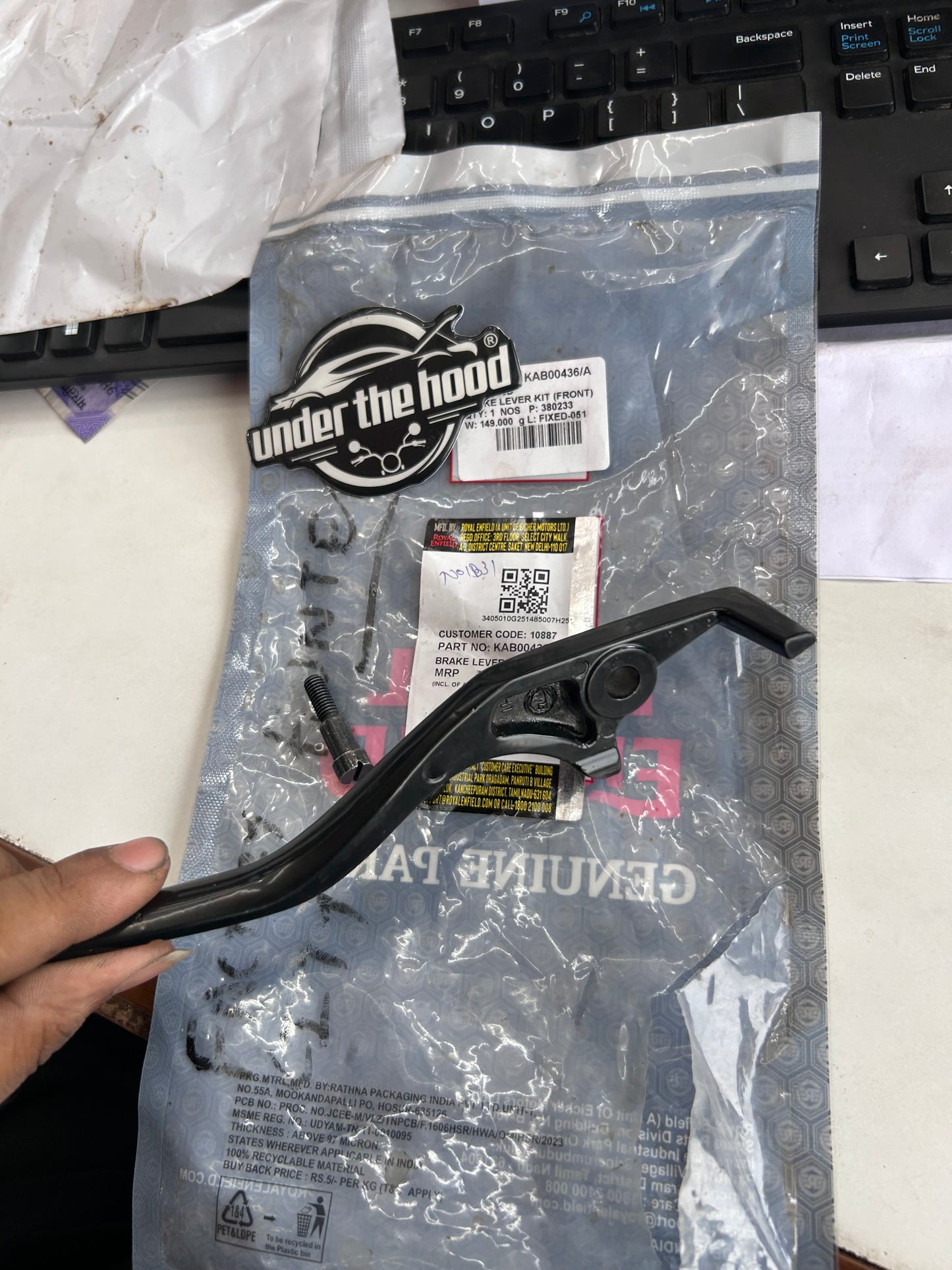 Royal Enfield KAB00436/A – OEM Front Brake Lever Kit for Hunter 350 BS6 (Factory & City Variants)