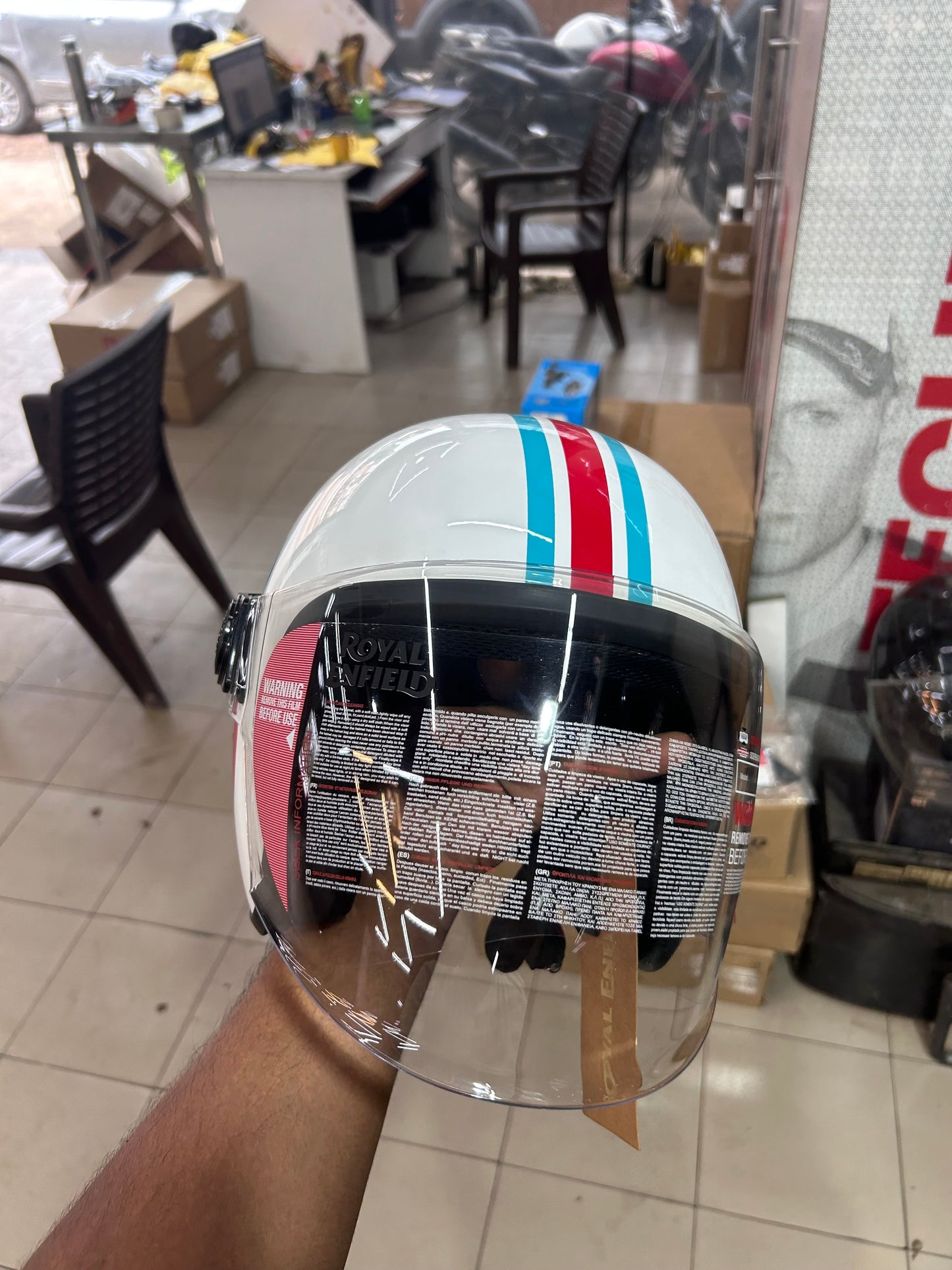 Royal Enfield Hunter Copter Helmet – White (ISI Certified, L Size – 580mm)