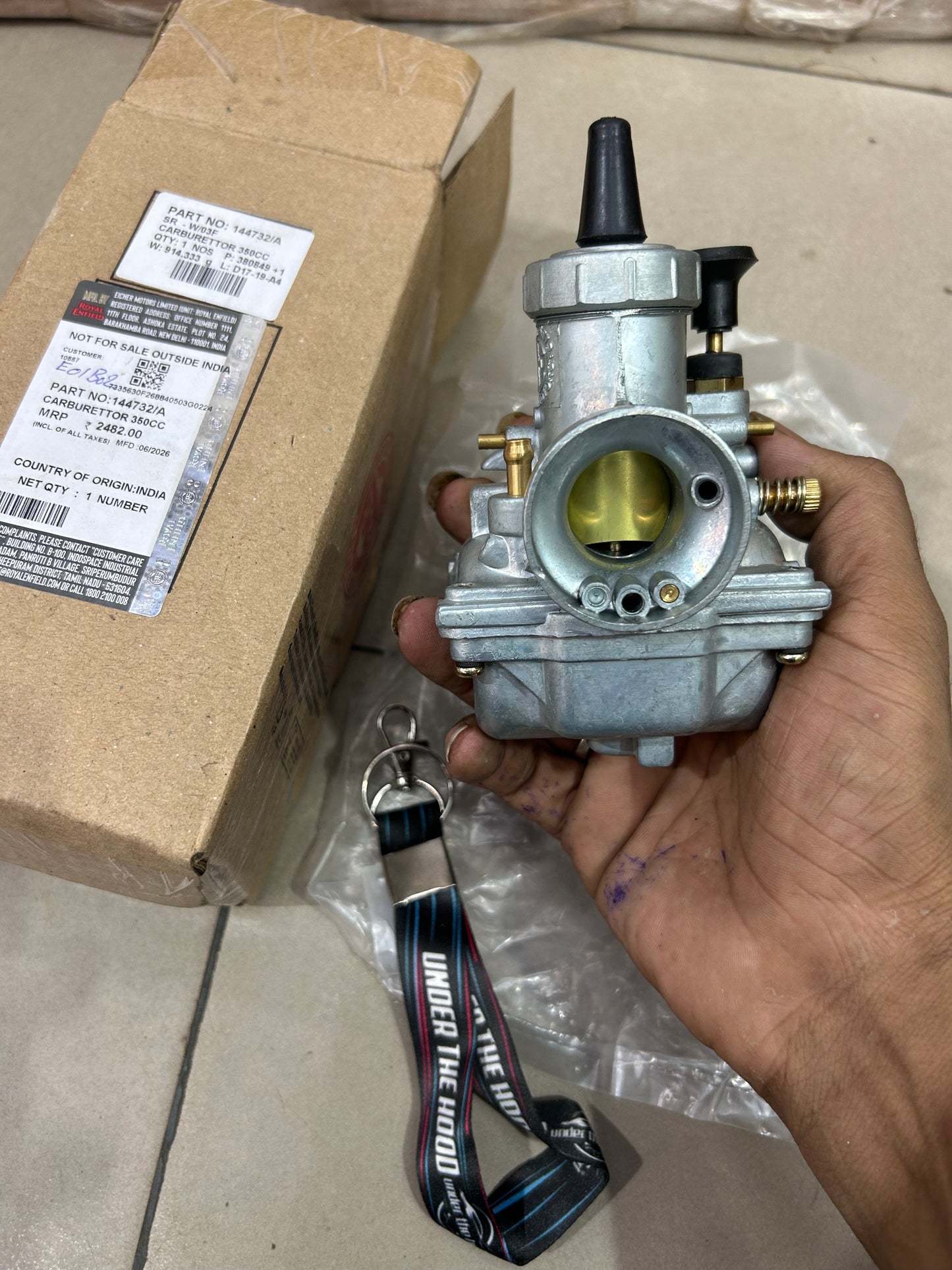 144732/A Royal Enfield Carburettor 350cc (Mikcarb VM24 Type) for Bullet 350, Electra 4S/5S, Machismo, Campus – Genuine OEM