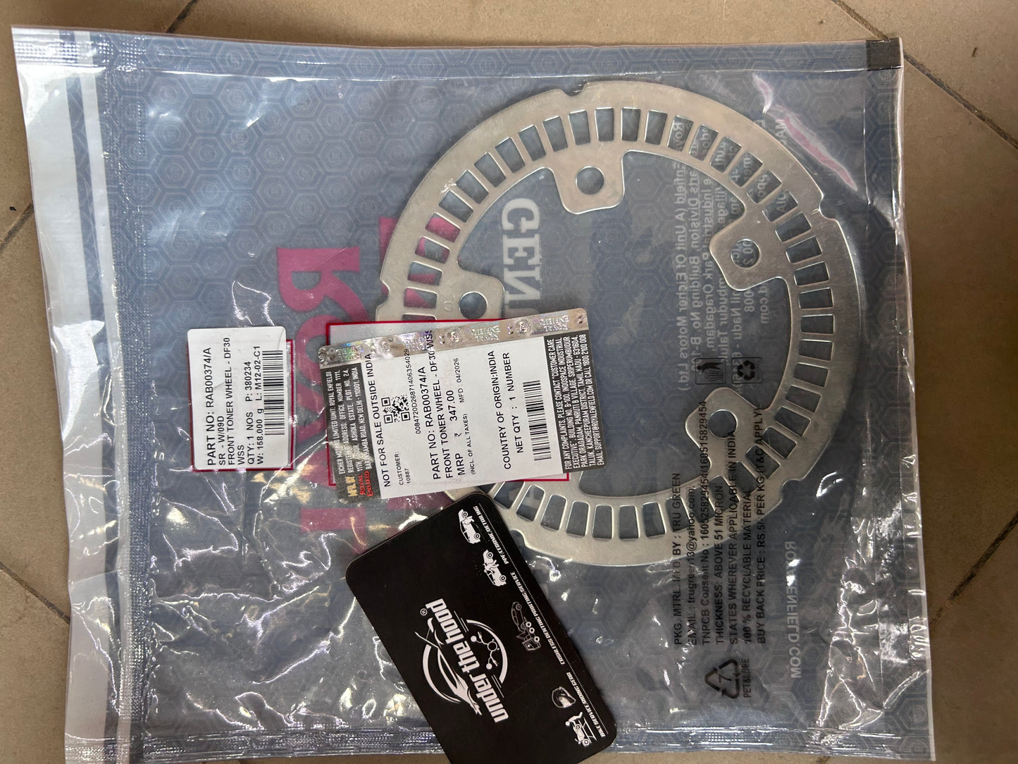 Royal Enfield Front Toner Wheel / ABS Tone Ring for Interceptor 650 & Continental GT 650 – RAB00374/A