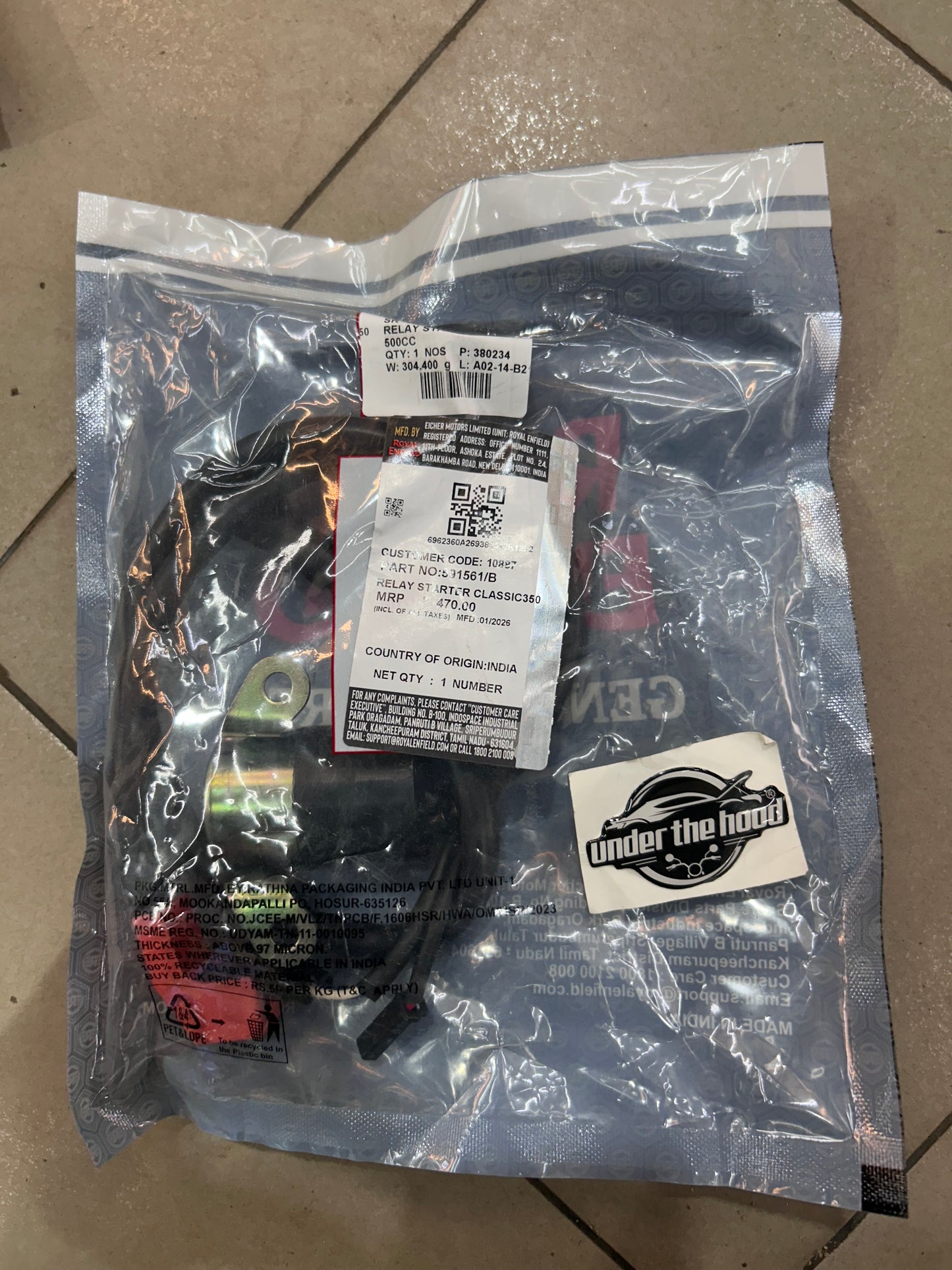 Royal Enfield Starter Relay (Relay Starter) 591561/B – Classic 350 / Electra 350 UCE (ES) / Classic 500 EFI / Bullet 500 EFI