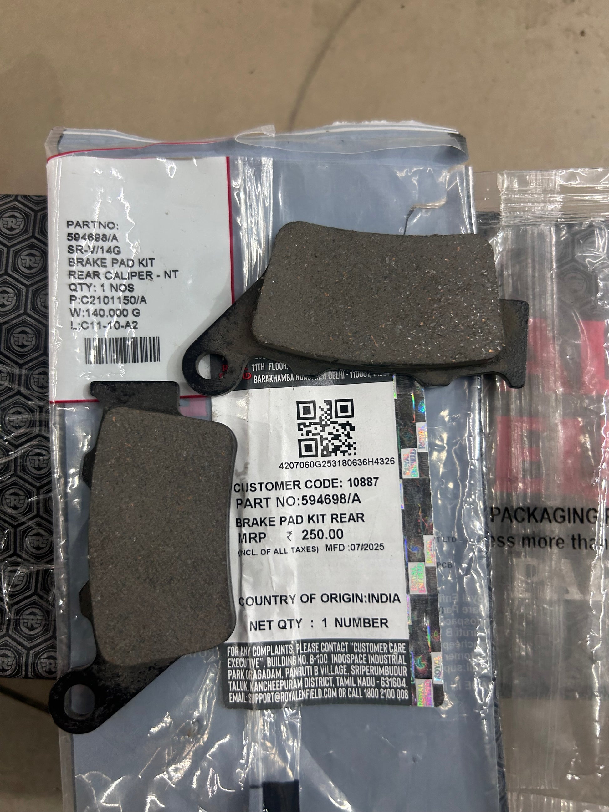 Rear Brake Pads 594698/A – Classic 350, Meteor, Hunter, Bullet