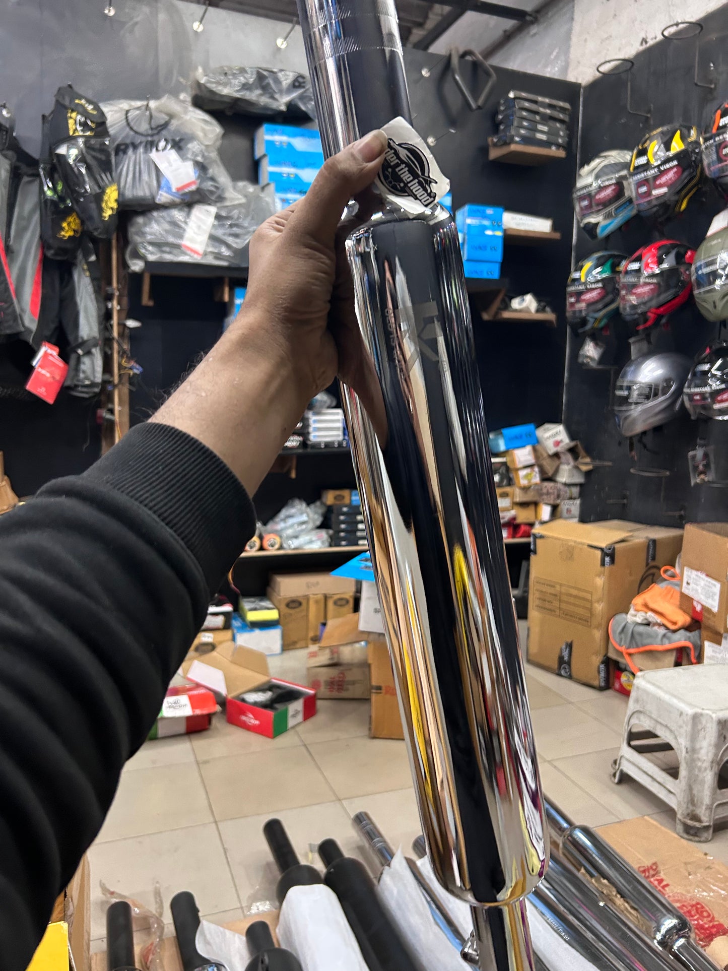 HK Long Punjab Silencer Big Mouth (Chrome) for Royal Enfield Classic 350 Reborn (J-Series) & New Bullet 350 2023+ (Battalion Black)