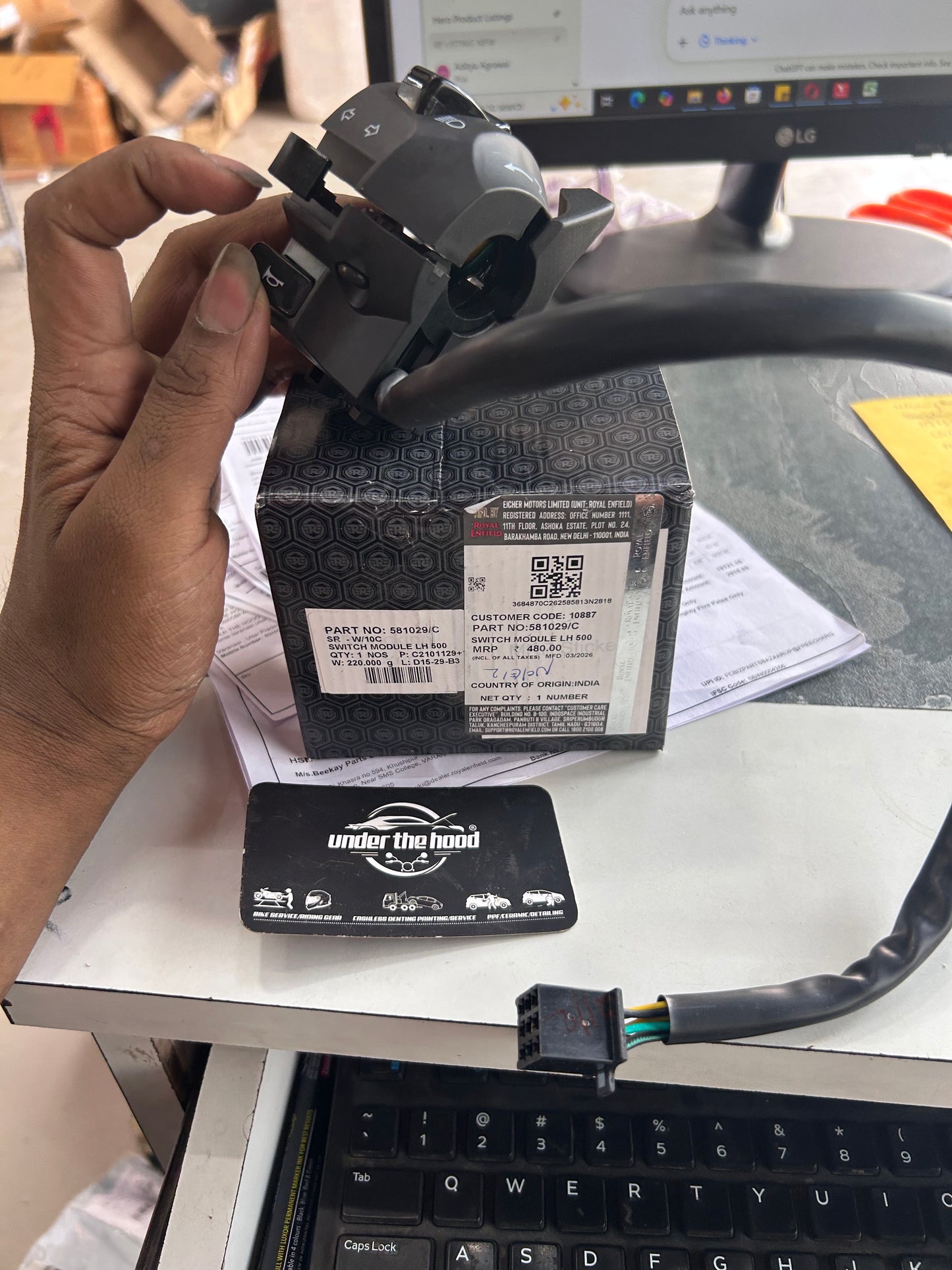Switch Module LH (Left Handlebar Switch Assembly) for Royal Enfield Classic 500 EFI / Thunderbird 500 / Continental GT 535 – 581029/C (Replaces 581029/A)