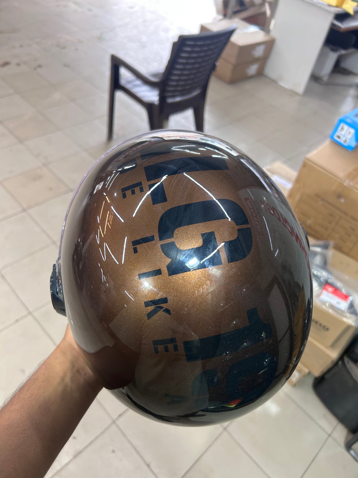 Royal Enfield Jet Open Face Helmet – OP MLG – Gloss Brown – Size L (58cm) – HESS22001 – RRGHEP000390