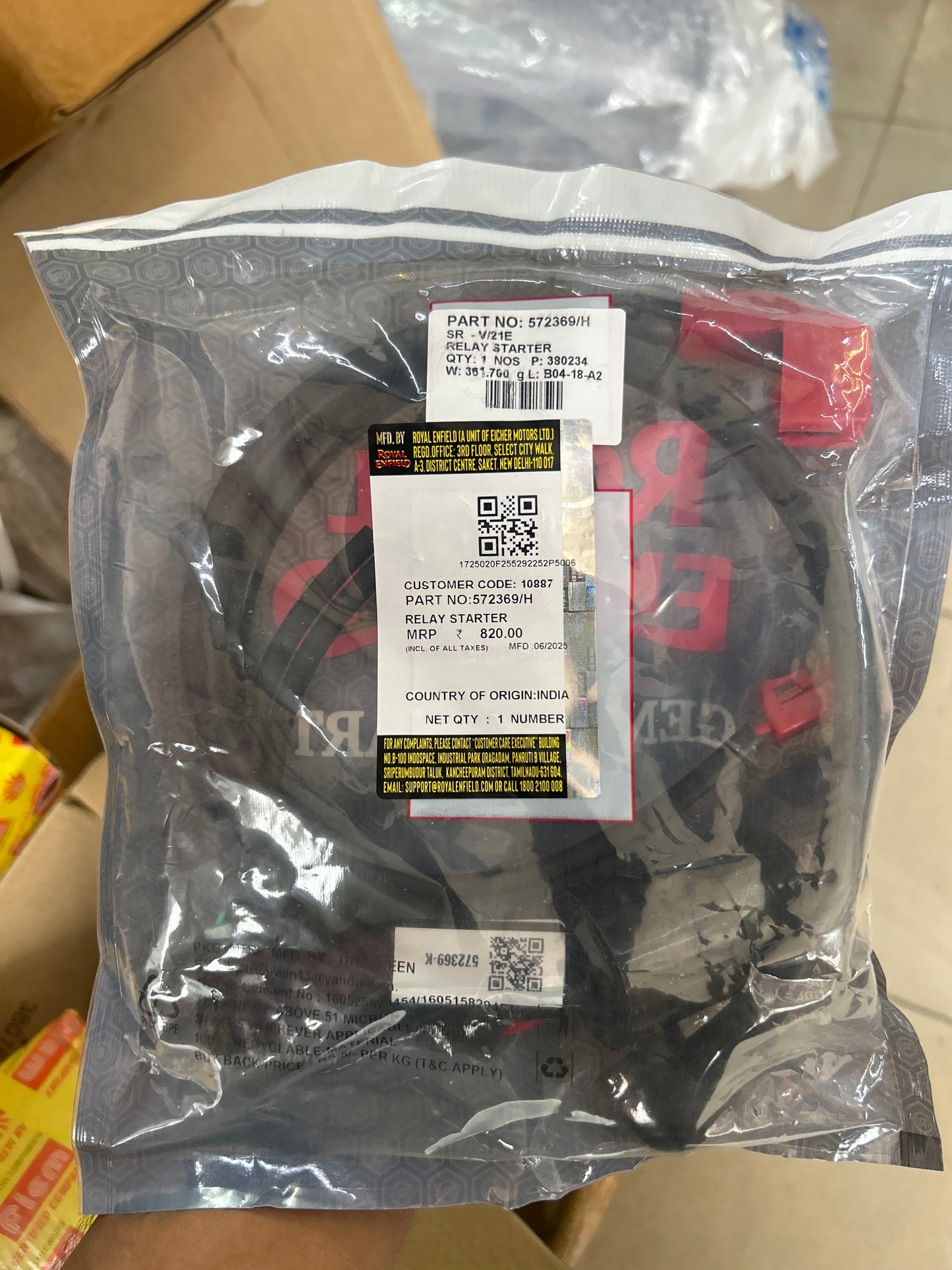 Royal Enfield Relay Starter 572369/H – Genuine OEM for Classic, Bullet, Electra (UCE)