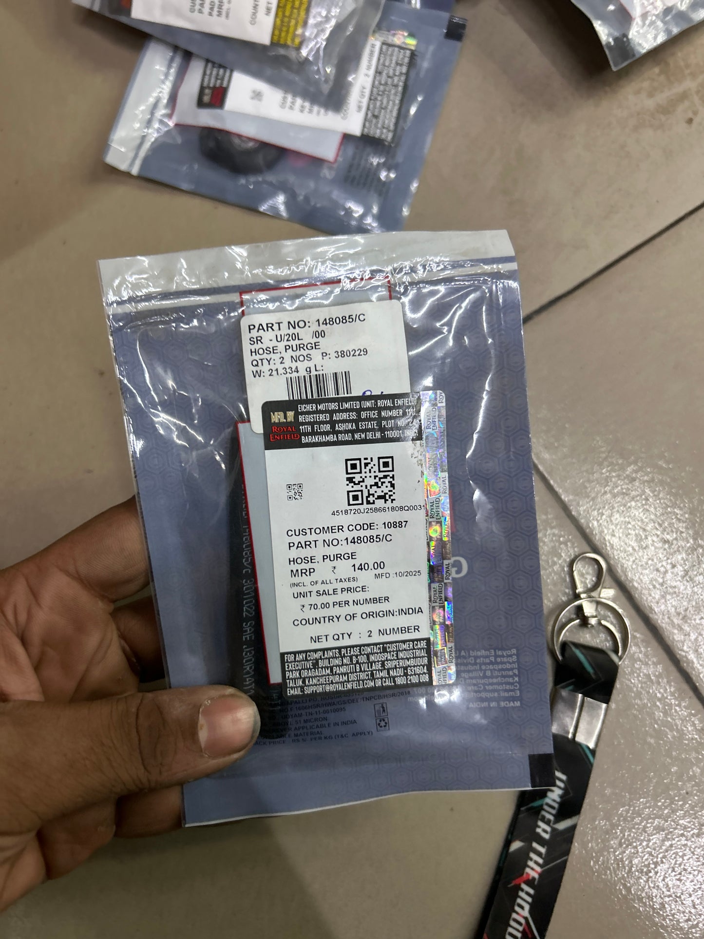 148085/C – Hose, Purge (EVAP Line) for Royal Enfield Interceptor 650 & Continental GT 650 – Euro 4 / Export Models – Genuine OEM