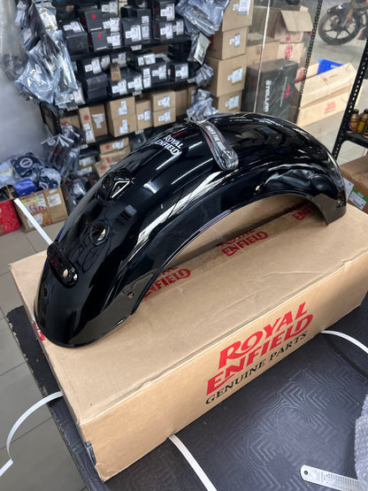 Rear Mudguard / Rear Fender with Sticker (Gloss Black) for Royal Enfield Classic 350 Reborn (Redditch Grey) – RAQ00466/B