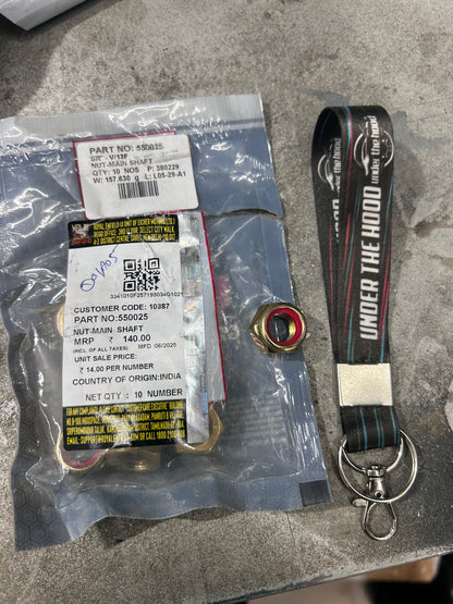 Royal Enfield 550025 – Nut-Main Shaft (M12 X 1.25 Nylock) OEM for 500 & 350 UCE / Classic & Bullet Models