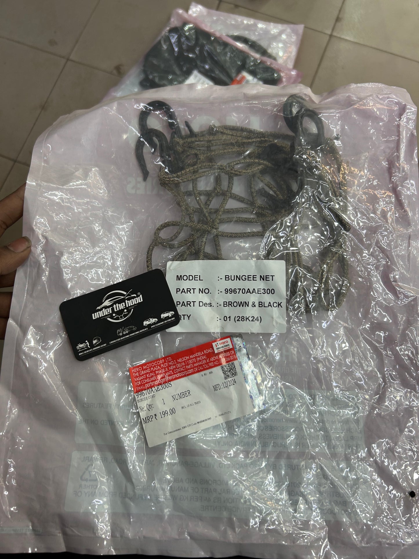 Hero Genuine Bungee Cord and Net 99670AAE300S | Motorcycle Luggage Net