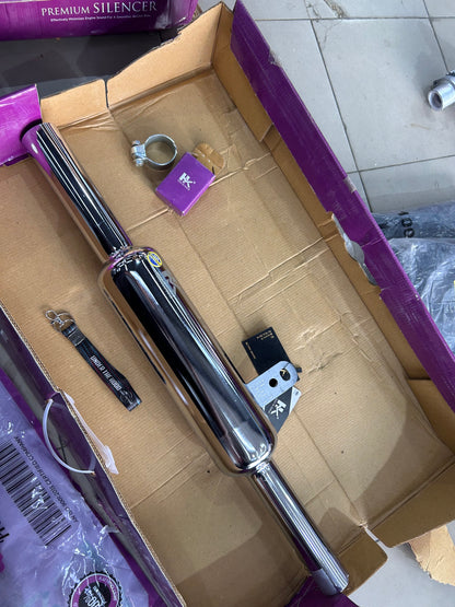 HK Indori “Without Plate” Chrome Exhaust Silencer for Royal Enfield UCE (Classic 350 / Bullet-Standard 350 / Electra 350) – Aftermarket