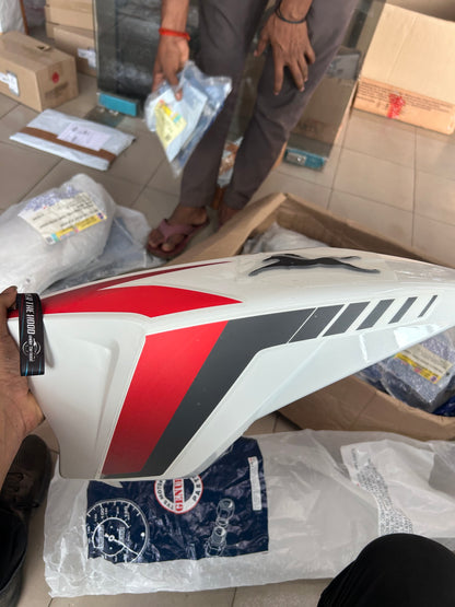 TVS Genuine Apache RTR 160 WT Edition Left Fuel Tank Cover with Tapeset Pearl White N92228802FM