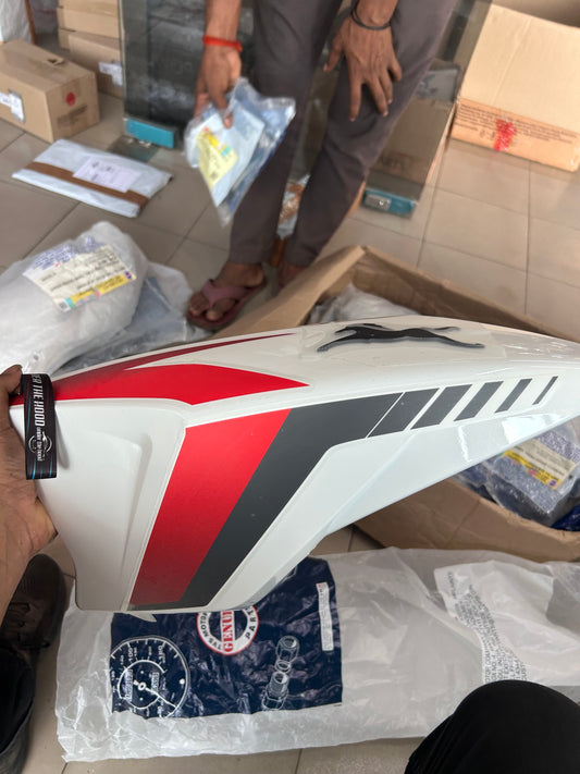 TVS Genuine Apache RTR 160 WT Edition Left Fuel Tank Cover with Tapeset Pearl White N92228802FM